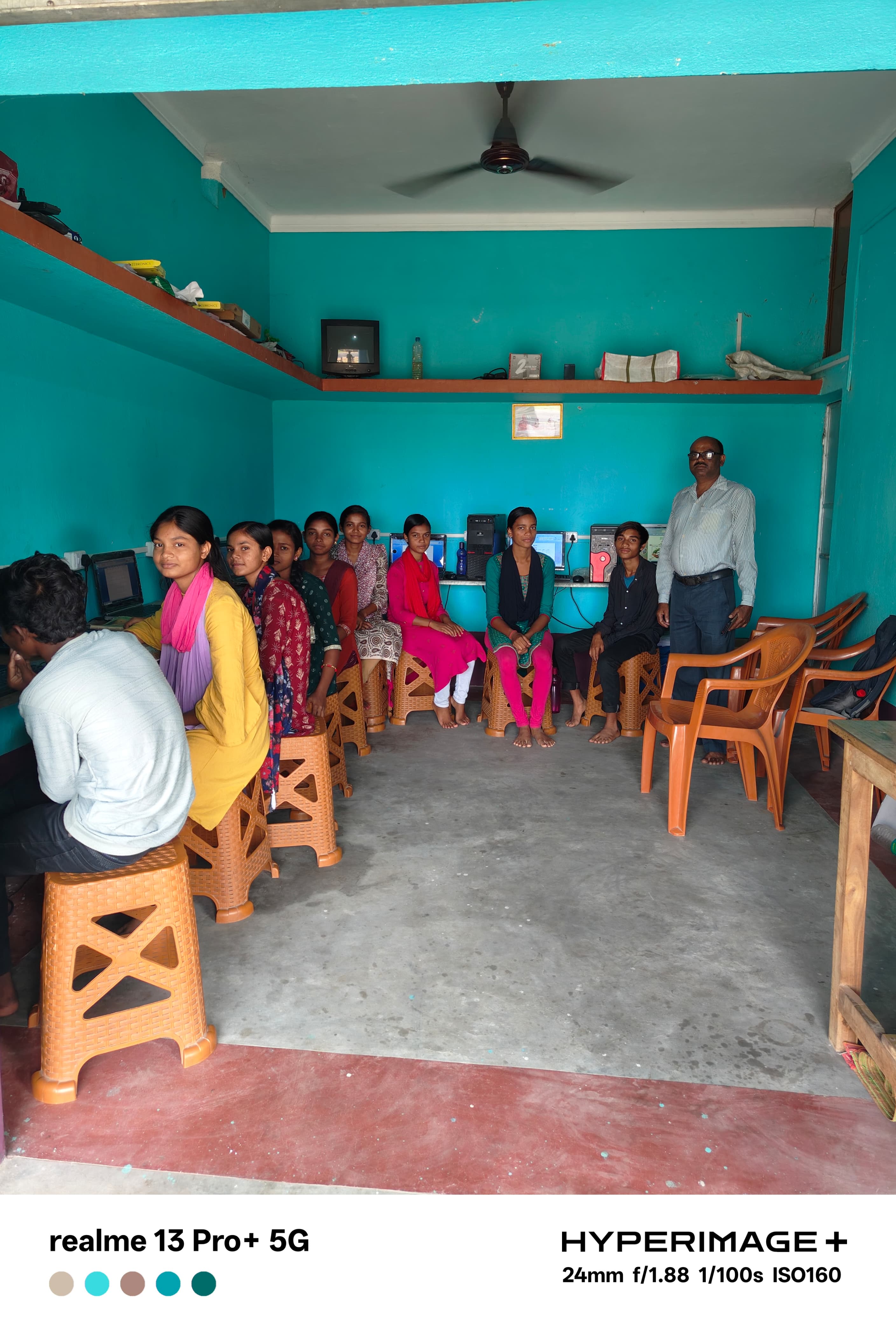 Running student in the computer lab